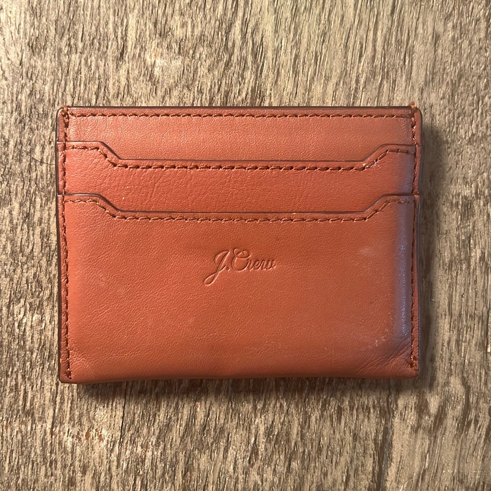 J. CREW double-sided leather card wallet